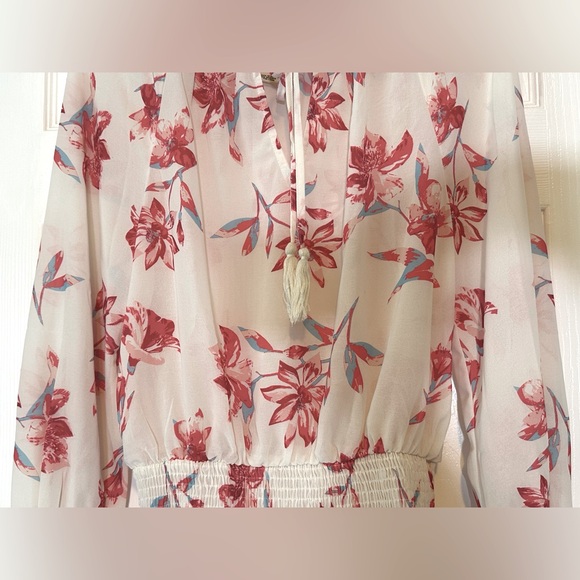 Flying Tomato Floral Sheer Polyester Ruffled Blouse Woman’s Size M NWOT Preppy - Picture 6 of 13